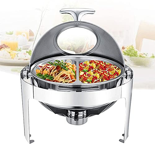 JINCAN. Piatto di chafing, 6L - Riscaldamento da alcolici, scaldini per feste e buffet, Server a buffet rotondi e scaldini per mantenere il cibo fresco e delizioso (Taglia : GN 1/2)