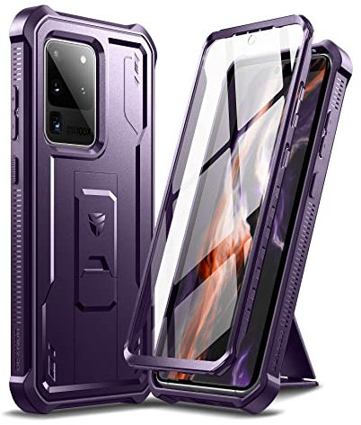 Dexnor Compatible with Samsung Galaxy S20 Ultra Case with Built-in Screen Protector Military-Grade 360 Full Body Shockproof Bumper Protection Cover with Stand - Purple