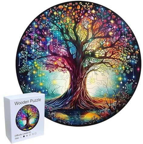 Rongxze Holzpuzzle Erwachsene, 28 x 27cm Pflanze Wooden Puzzle 192 Teile (Baum des Lebens), 3D Puzzle Holz Einzigartige Form Puzzleteile für Erwachsene und Kinder Puzzlespiel Familienspiel