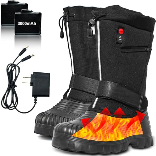 ZONSUSE Scarponi da Neve Riscaldati,Stivali Riscaldati per Uomo Donna,Stivali Termici Ricaricabili,Scarpe Elettriche Riscaldate,7.4 V 3000 mAh con Adattatore UE,per Pendolarismo Pesca Caccia (41EU)