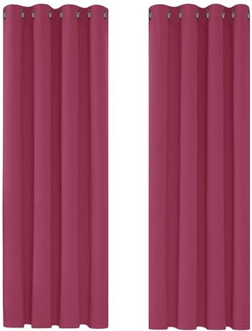 Deconovo Blackout Curtains Bedroom, Thermal Curtains for Living Room, 52 x 84 Inch, Fuchsia, 2 Panels