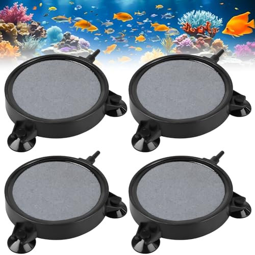 GBKDQQ 4PCS Aquarium Luftstein, 100mm Aquarium Luftausströmer Aquarium Sprudler mit 12 Starke Saugnäpfe, Sprudelstein für Teiche, Super-High Diffusor für Gelösten Sauerstoff Lässt Super Tiny Bubbles
