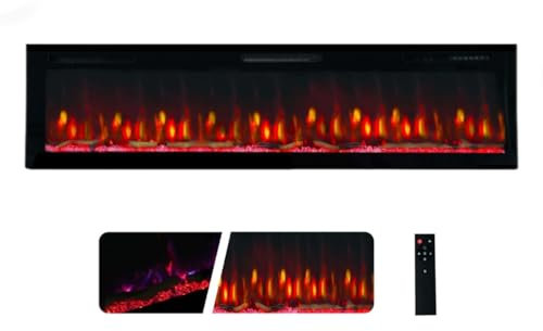 Chimenea Eléctrica Weka Fireplace 68E - Montaje en Pared y Empotrado - Potencia de 750 W/1500 W, 13 Colores de Fondo, Efectos de Llama Ajustables, Protección de Sobrecalentamiento (173 cm)