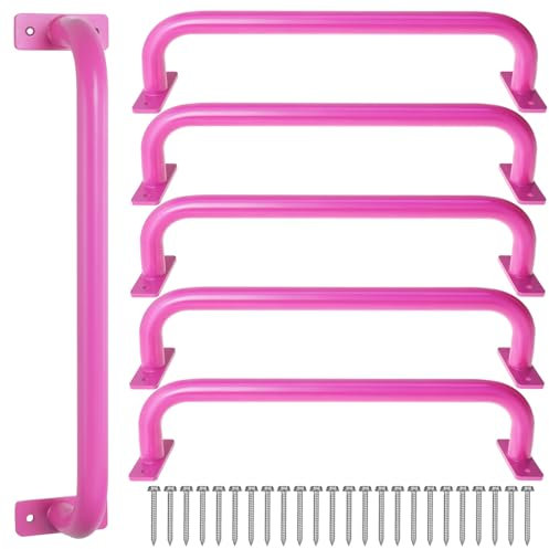 ESPETS 17 Inch 6 Pieces Pink Safety Handles for Playground Equipment - Swing Set Attachment Grab Handle, Playset Accessories Hand Grips, Indoor Monkey Bars for Kids