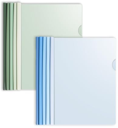 10 carpeta de barra deslizante A4, carpeta de archivo con barra deslizante, fundas de plástico para encuadernación de documentos, cubierta de informe A4 con clip, verde y azul