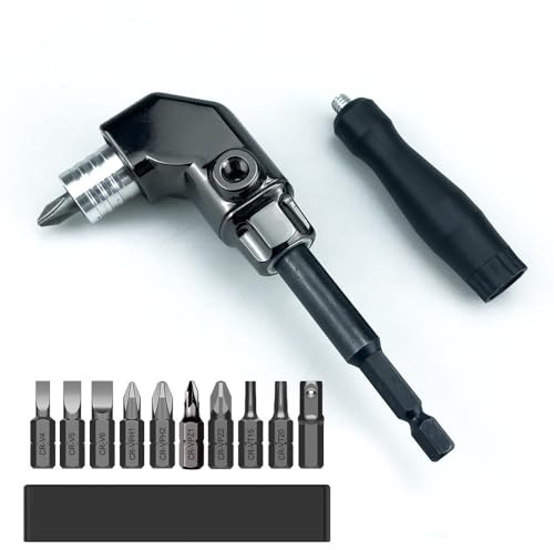 Cacciavite universale girevole a 90 gradi, adattatore angolare con testa a lotto con interfaccia esagonale a sgancio rapido, ideale per aree difficili da raggiungere