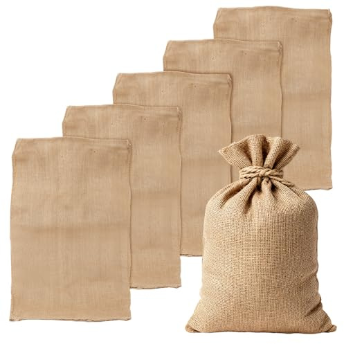 SYUTBOU 6 stycken jutesäckar 105 x 60 cm, jutesäck potatis av naturlig jute för förvaring, transport