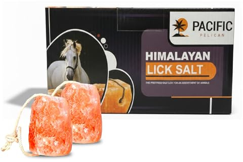 Pacific Pelican Himalayan Pink Salt Licks for Animals – Natural Salt Block with Rope for Horses, Cows, Deer & More – No Harmful Elements - Approximately 9 lbs (Pack of 2)