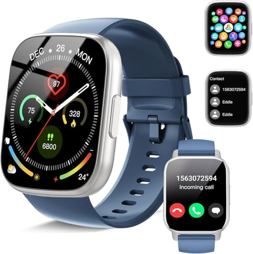 Montre Connectée Homme Femmes, 1,95 Smartwatch avec Appel Bluetooth, 112+ Sportifs, Etanche IP68 Montre Sport/Moniteur Sommeil/Cardiofrequencemetre/Podomètre, Montre Connecteet pour iOS Android, Bleu