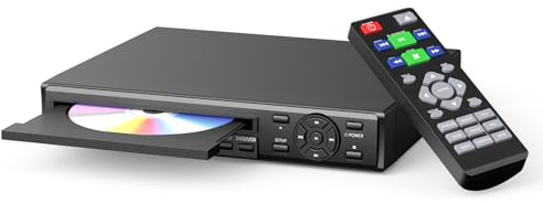 Desobry Reproductor DVD para TV, DVD Player HD 1080p con Sistema de Lectura Mejorado, Reproductor DVD/CD Multizona con Salida HDMI y AV, Reanudación de reproducción, Control Remoto