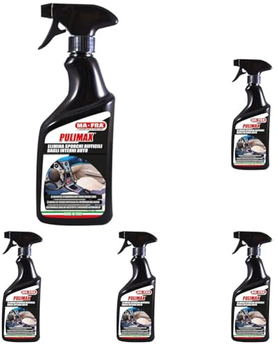 MAFRA, Pulimax, Detergente Per Pulizia Interni, Elimina Sporco Difficile, Neutralizza il Cattivo Odore di Nicotina, Agisce Su Plastica, Tessuto, Skai, Formato da 500 ml (Confezione da 5)