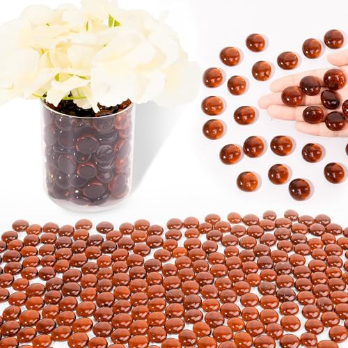 Glass Beads for Vases, 0.97lb Decorative Vase Filler Beads Gems, Brown