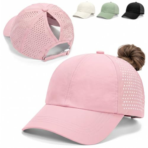 Kanzith Casquette Queue de Cheval Haute Femme, Running Été Respirante Rose