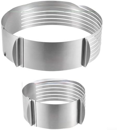 Vilgftyiet 2-pack justerbar tårta lagring, 430 rostfritt stål bakverktyg för 15-30 cm kakor, säker passform för professionella resultat, silver