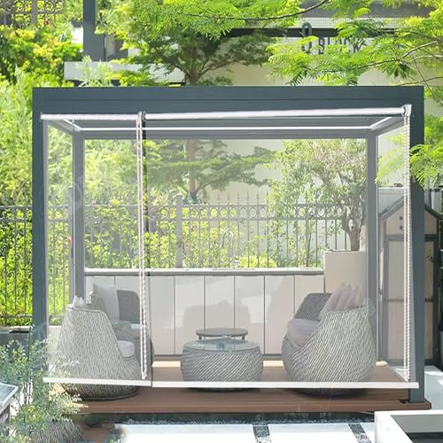 Transparenta PVC rullgardiner för utomhusbruk – UV-skydd, vindtät, manuellt fönsterskydd för kök och badrum (B 100 x H 150 cm/B 39 x H59 tum)