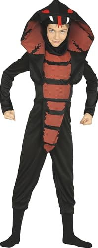 FIESTAS GUIRCA | Costume Cobra Ninja Enfant (7-9 ans) - Cagoule, Masque et Combinaison - Costumes de Ninjas et Animaux pour Halloween, Carnaval et Fêtes Costumées - Idéal pour Enfants - Noir et Rouge