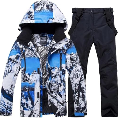 HOTIAN Chaqueta de esquí para hombre y pantalones conjunto, Impermeable de Montaña Chaqueta de Esquí,Cálida chaqueta de esquí y pantalones,para senderismo, caza, pesca, escalada, camping