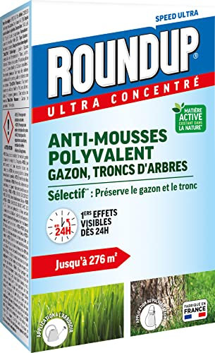 ROUNDUP RMOUSS500 Anti-mousses Concentré Gazon et Troncs d'Arbres 500 ml