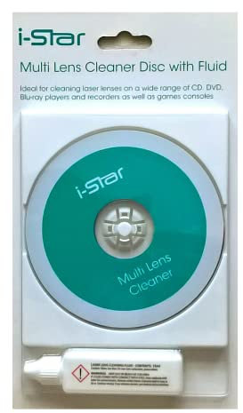 i-STAR WET & DRY CD DVD GAMES CONSOLES BLU-RAY LASER LENS CLEANER DISC 15MM FLUID