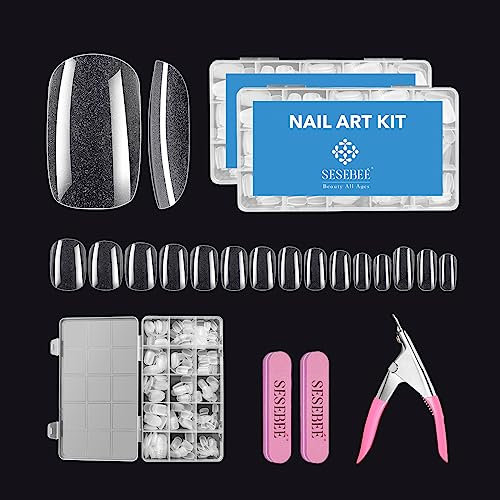 Kit De Extensión De Uñas Con Puntas De Gel, Puntas De Uñas Postizas, 600 Piezas De 15 Tamaños Con Limas Para Uñas, Cortaúñas, Puntas De Uñas Postizas De Ataúd Corto Mate, Kit De Puntas De Gel