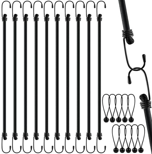 10er-Set Spanngummi mit Haken, inkl. Extra Stark Spanngurte mit Haken, Wasserdicht Planenspanner, Elastische Gepäckspanner, Expander mit Haken für Unterschiedliche Ladesicherungen(100cm) Schwarz