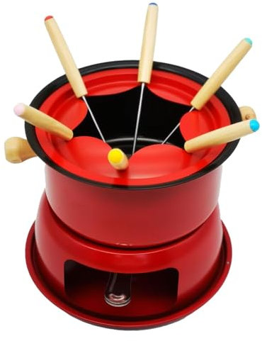 Dualoai Ensemble de Casseroles à Fondue en Fonte, Tasse à Fondue Au Chocolat Robuste, Polyvalente, Petit Festival Portable, Pique-Nique en Plein Air