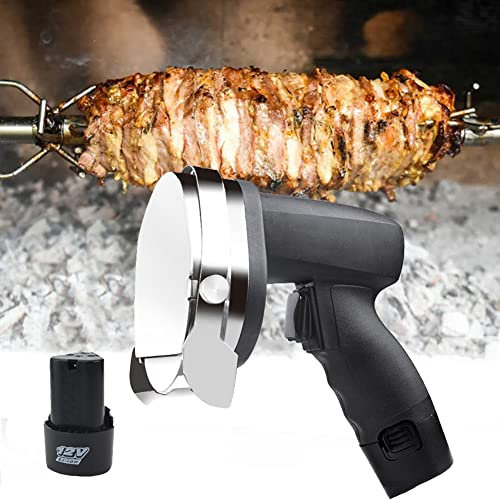 Electric Shawarma Doner Kebab Knife with 2 Blades - Commercial Cordless Kebab Slicer Meat Cutter, Adjustable 0.5 Thickness Barbecue Knife for Turkish Lamb - Gyro Knife for Cutting