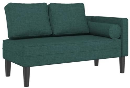 Gecheer Chaiselong med kudde, relaxfåtölj, TV-fåtölj, relaxstol, solstol, bäddsoffa, soffa, gästsäng, loungefåtölj, för vardagsrum, sovrum, gästrum, mörkgrönt tyg
