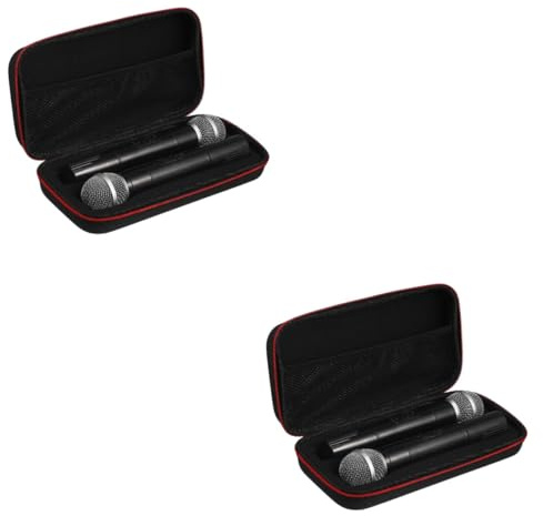 VICASKY Bolsa de almacenamiento portátil para micrófono, funda de espuma para micrófono, funda protectora para micrófono inalámbrico, carcasa doble de EVA, Como se muestra en la imagenx2stk, Maletín