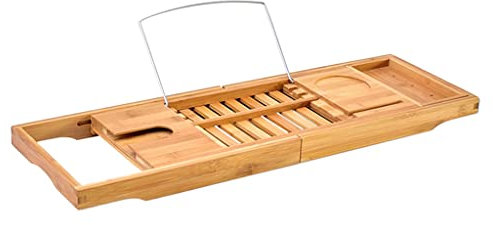 LHJDMHJ Plateau de Baignoire avec Support de Livre, Plateau de Bain pour Baignoire, Plateau de Baignoire, étagère de Baignoire pour Ordinateur Portable, Lecture, Tablette