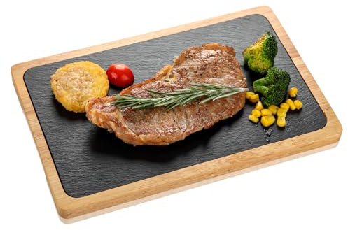 HALE OTEIR Ensemble de planches de service, planche à fromage en bois d'acacia avec plateau en ardoise, plateau en ardoise, plateau en ardoise, plateau à fromage, choix de cadeau idéal et décoration