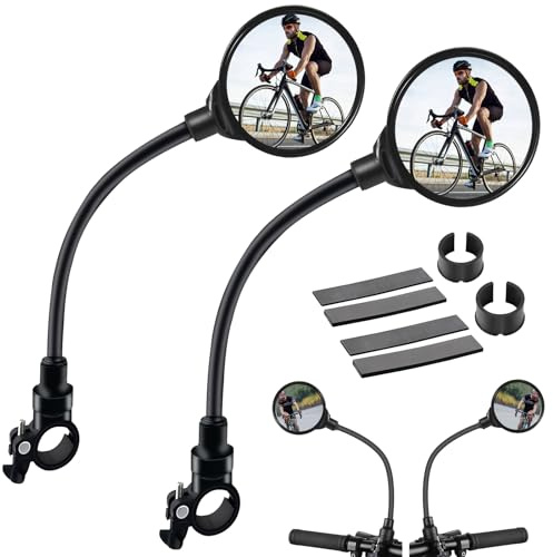 HyAdierTech 2 Stück Fahrradspiegel, 360° Einstellbar und Drehbar Rückspiegel, Fahrrad Spiegel Links Recht Sichere Spiegel, Sicherer Mirror für 22-32mm Lenker, Rückspiegel