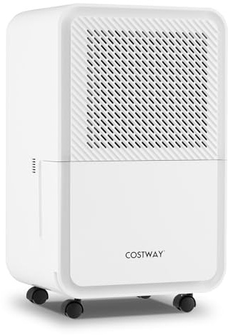 COSTWAY 15L Deshumificador de Humedad, Deshumidificador Silencioso con 4 Modos, Temporizador 24H, Pantalla Digital, Drenaje Continuo o Manual, Auto Descongelación para Sótano, Baño, Dormitorio