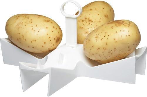 2PCS Microwave Potato Baker Rack – Fast Cooking, Holds 4 Potatoes Each, Non-Stick & Dishwasher Safe – Perfect for Quick Baked Potatoes, Sweet Potatoes & Meal Prep
