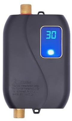 Termo Electrico, Calentador De Agua Instantáneo, Calentador De Agua Sin Tanque, Calentador De Agua Instantáneo Montado En La Pared De 3000W Con LED For Lavado Diario,Para cocina, baño, lavado.