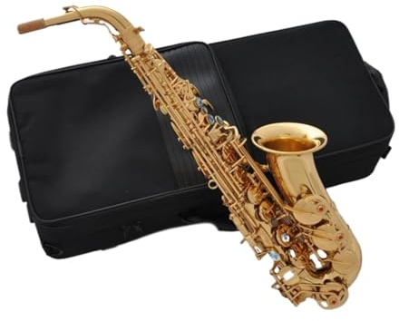 Professionell Saxofon Professionell Guldfärgad Altsaxofon Eb-klaviatur Med Dubbelklaviatur Och Fodral