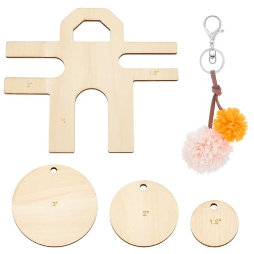 PH PandaHall 3 Sizes Pompom Maker Tool Set, Unfinished Wood Pompom Maker 1.5/2/3 H-Shaped Wool Ball Making Tool with Cutting Guides for Fluff Ball Weave DIY Wool Yarn Knitting Craft Project