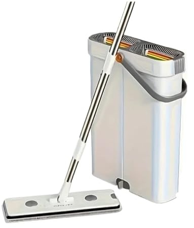 Set di mocio piatto a mano libera con secchio, pulitore completo for pavimenti asciutti e bagnati a 360°, compatibile strumenti for la pulizia domestica(33cm-Bucket-6-Mop)