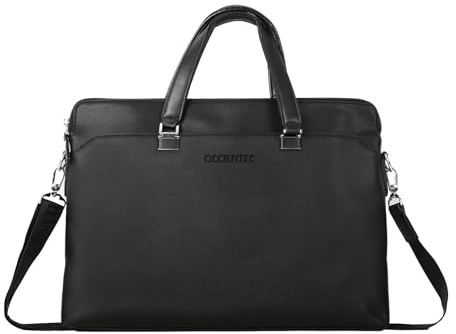OCCIENTEC Business Laptoptasche 14 Zoll Herren Aktentasche Notebooktasche PU Leder Arbeitstasche Business Handtasche Schultertasche Umhängetasche für Damen und Herren für Laptop Arbeit Büro Schwarz