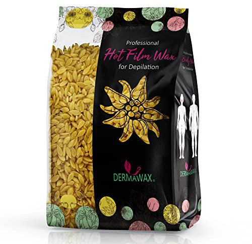 Dermawax Perlas de Cera Caliente – Depilación Profesional Sin Bandas para Zonas Sensibles como Rostro, Piernas, Axilas e Ingles – Producto Italiano (1 kg, Natural)