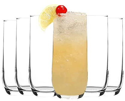 LAV 12x Clear 415ml Sude Highball Glasses - Tall Hi Ball Glass Water Gin Juice Cocktail Drinking Glassware Tumblers Set