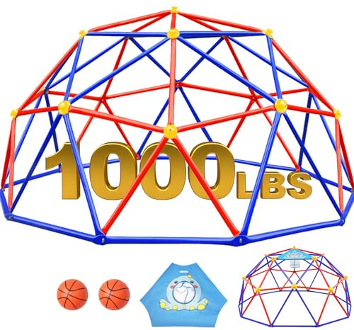 Zupapa 10FT Climbing Dome, Outdoor Jungle Gym for Kids with Climbing Grip - Geometric Dome Climber Supports 1000LBS Outdoor Playset and Easy Assembly Outdoor Play Equipment for Kids (Purple, 10FT)