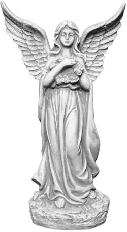gartendekoparadies.de Ange avec ailes - Figurine en pierre coulée - Résistant au gel - Pour l'extérieur - Hauteur : 47 cm - 7 kg - Gris