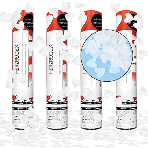 Taozoey Spara Coriandoli per Matrimonio e Laurea - Cannone Cuore Bianco*4, Tubo Confetti per Compleanno