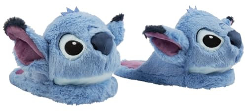 Disney Hausschuhe Damen- Komfortable Damen Hausschuhe in Größen 34-41 - passend Teenager Madchen- Gästehausschuhe Wintertauglich (Blau Stitch, 40-41)