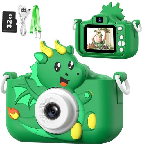 Goopow Kids Selfie Camera Toys for Girls Age 3-9, Digital Video Camera Toy with Protective Cover, Christmas Birthday Festival Gifts for 3-9 Year Old Girls Boys
