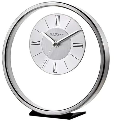 WM.Widdop. Round Silver Mantel Clock - W2937S