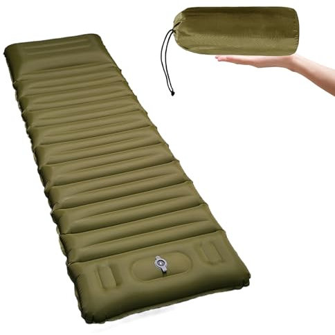 HKDZ Isomatte Camping Selbstaufblasend, 13CM Verdicktes Luftmatratze Camping mit Fußpresse Pumpe, Wasserdicht Ultraleicht Isomatte Camping Matratze Aufblasbare Matratze mit Kissen für Wandern