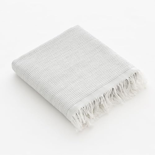GAMUSI Fouta Pareo Lätt Strand Handduk Honeycomb 190 x 180 cm, Ljusgrå
