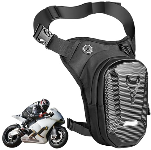 Marsupio per moto, marsupio impermeabile con custodia rigida, marsupio multitasche per uomo e donna, marsupio per coscia per moto, marsupio per addome per moto, marsupio per escursionismo, equitazione